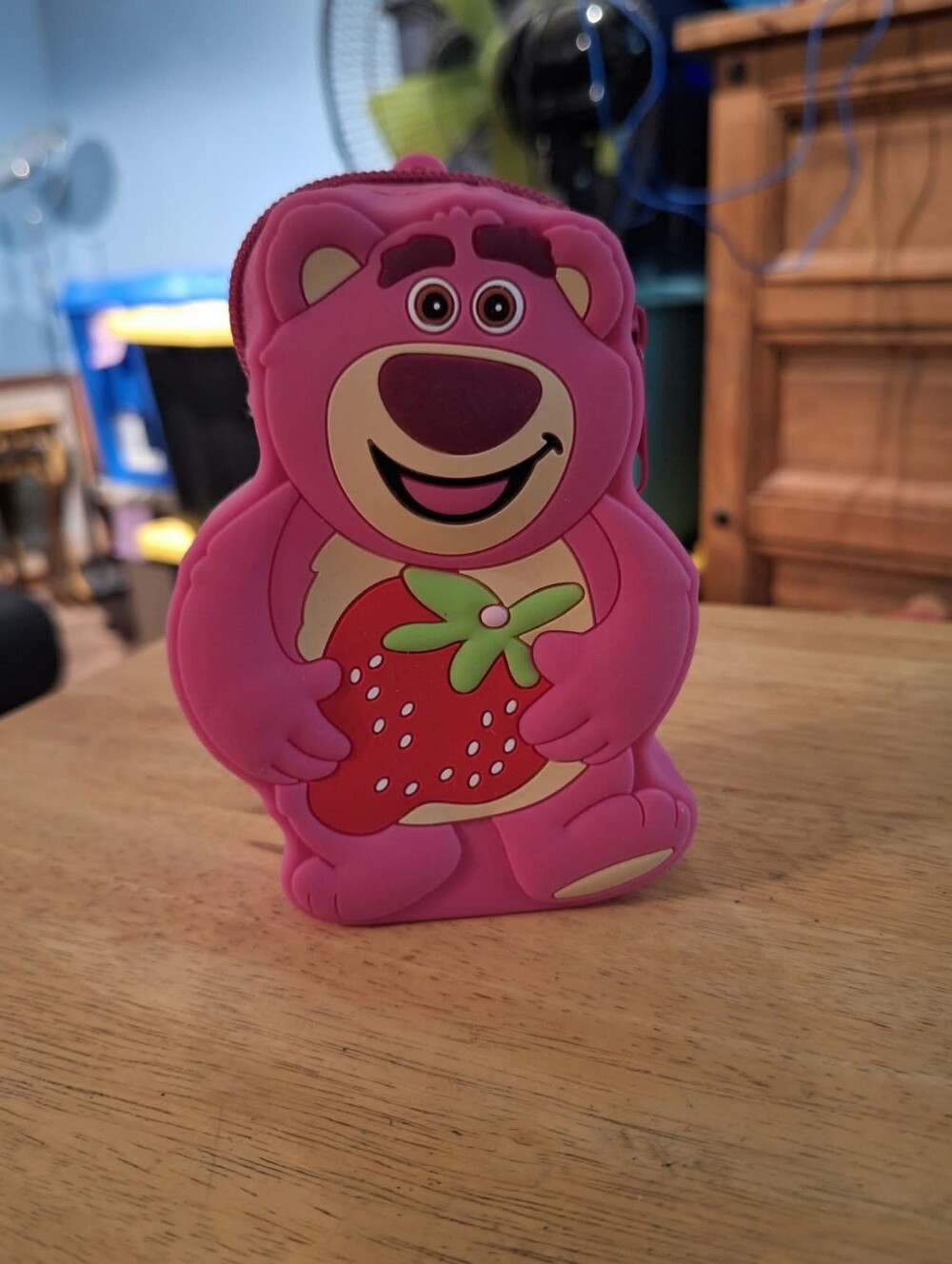 Disney Toy Story Lotso Bear Pink Silicone Zipper Coin Purse Pouch Strawberry